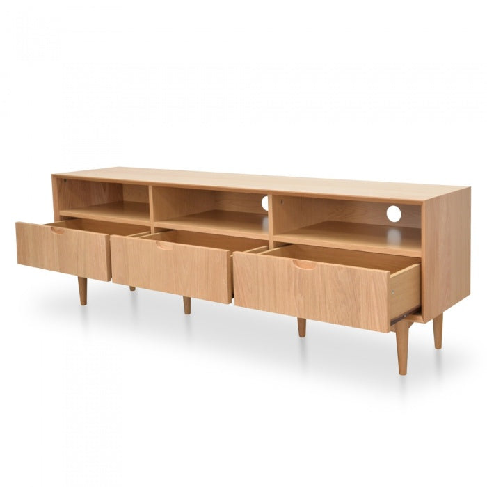 Classic Scandinavian TV Entertainment Unit With 3 Drawers - Natural - Notbrand
