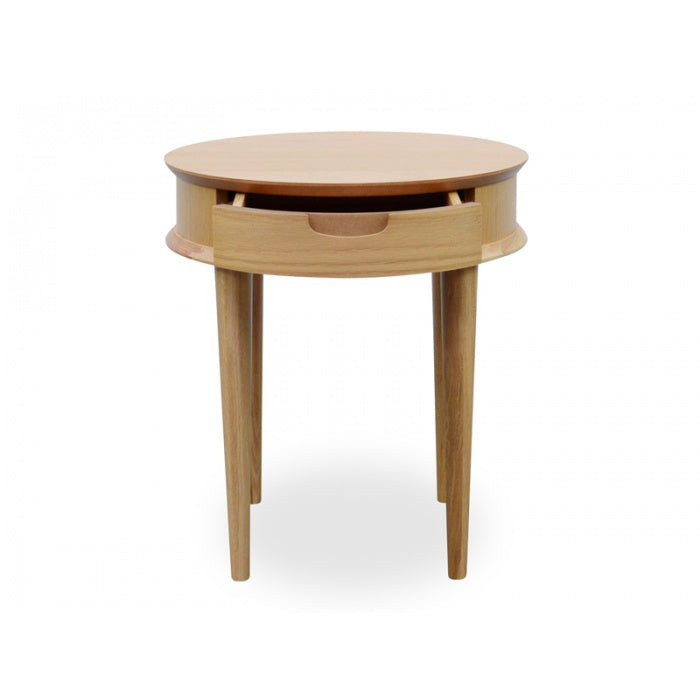 Scandinavian Lamp Side Table with Drawers - Natural - Notbrand