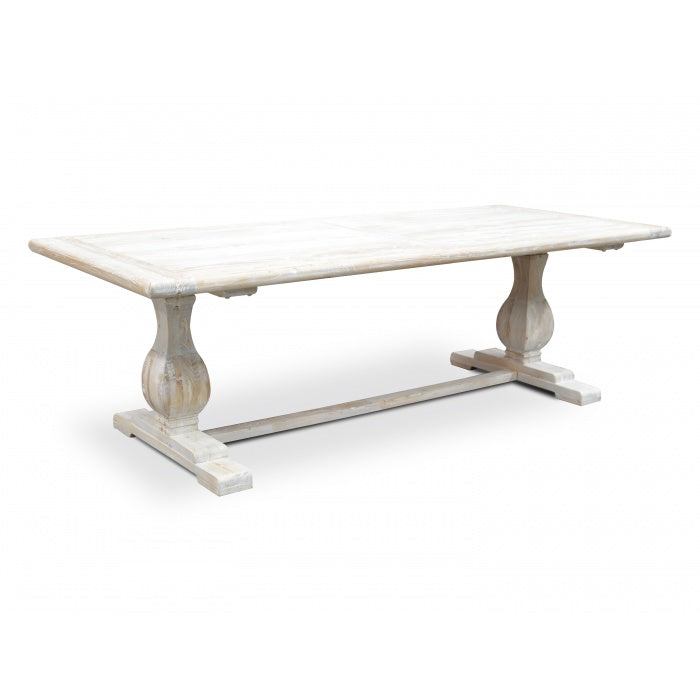 Jade Elm Wood Dining Table - Rustic White Washed  2.4m - Notbrand