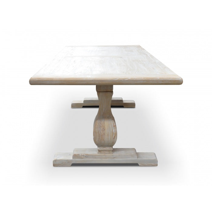 Jade Elm Wood Dining Table - Rustic White Washed  2.4m - Notbrand