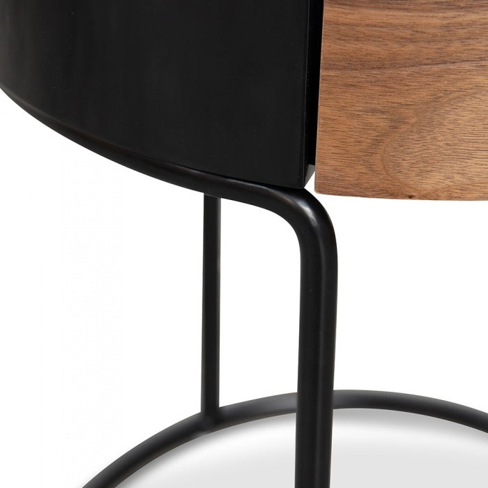 Scandinavian Copmact Side Table - Walnut - Black - Notbrand