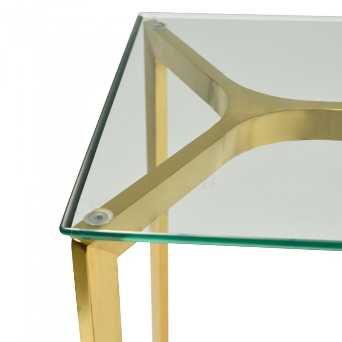 Sandy Glass Console Table - Gold Base 1.2m - Notbrand