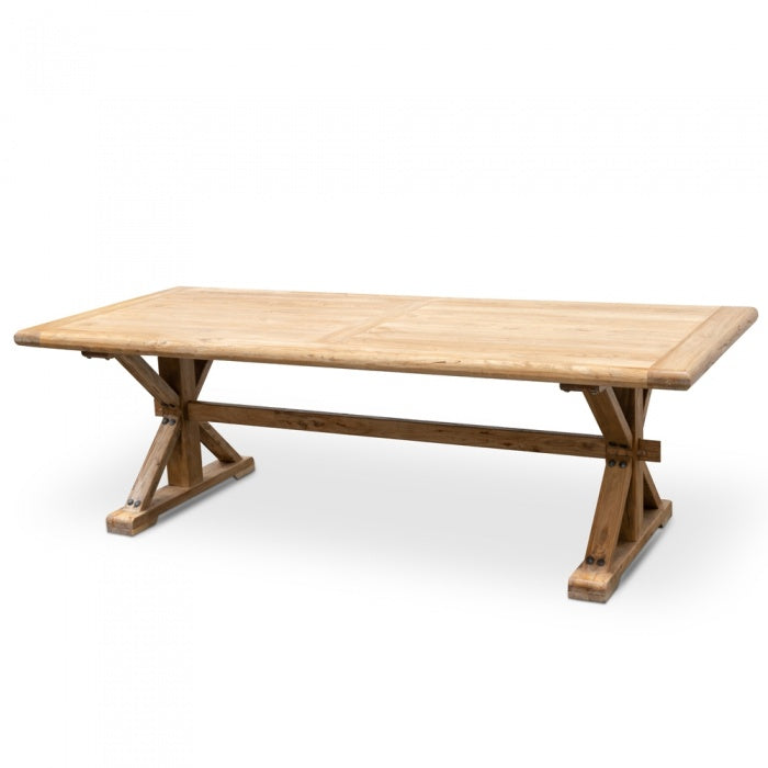 Elena Recycled Elm Wood Dining Table - Rustic Natural 2.4m - Notbrand
