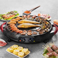 2 In 1 Electric Stone Coated Grill And Hotpot With Division - Notbrand