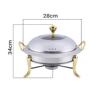 Stainless Steel Gold Round Accents Chafing Dish With Glass Top Lid - Notbrand