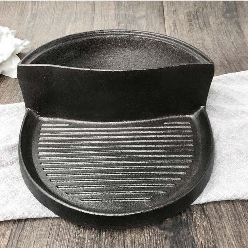 2 In 1 Cast Iron Ribbed Skillet And Steamboat - Notbrand
