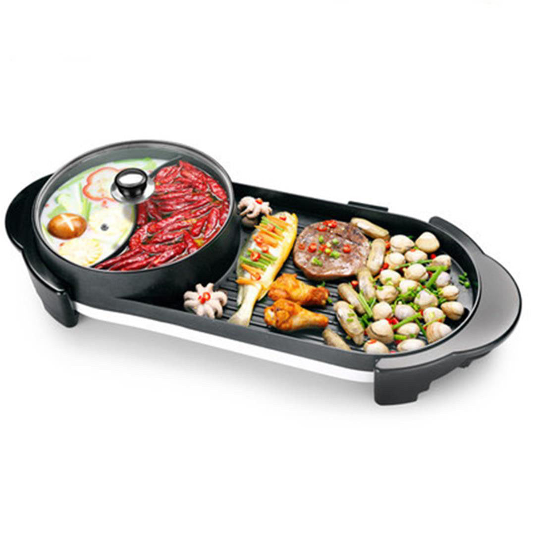 2 In 1 Electric Non-Stick BBQ Grill And Hotpot With Division - Notbrand
