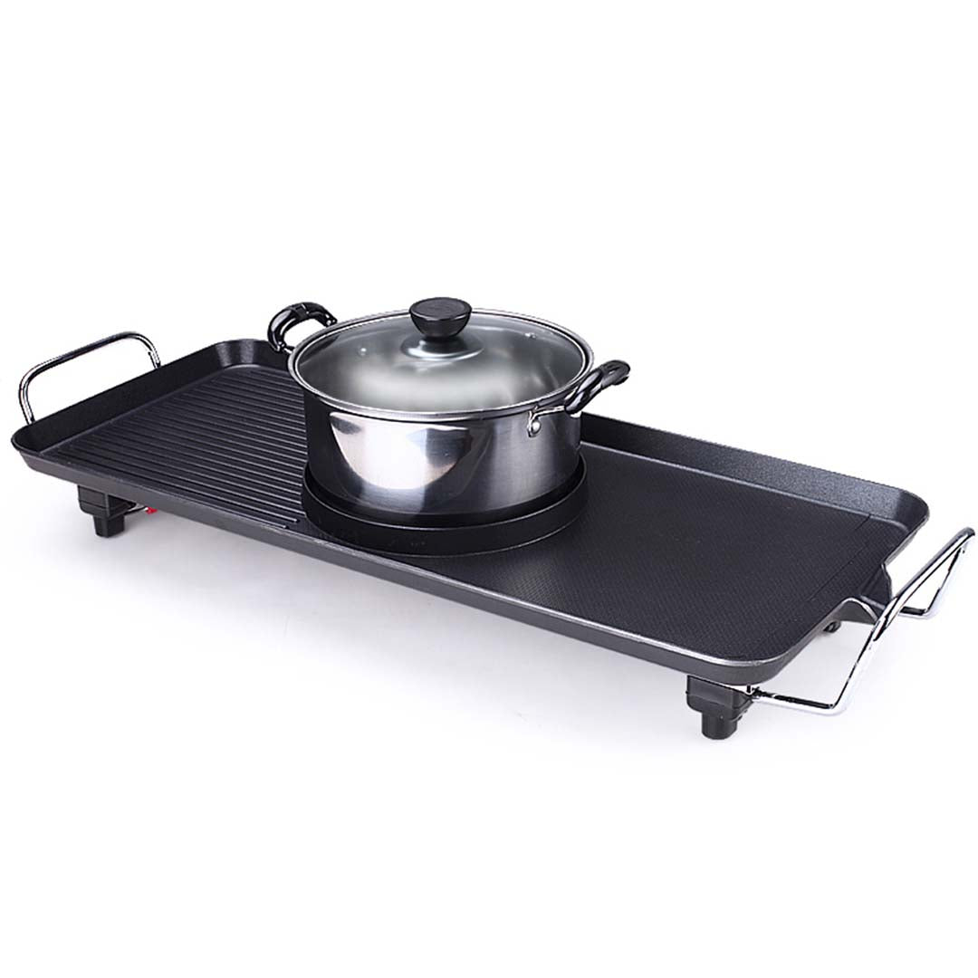 Electric Grill And Steamboat Hotpot - Black - Notbrand