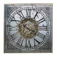 Large Square Mirror Wall Clock Moving 3d Mechanism - Notbrand