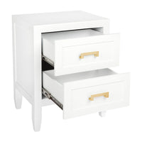 Soloman Bedside Table with Brass Handles - Small White - Notbrand