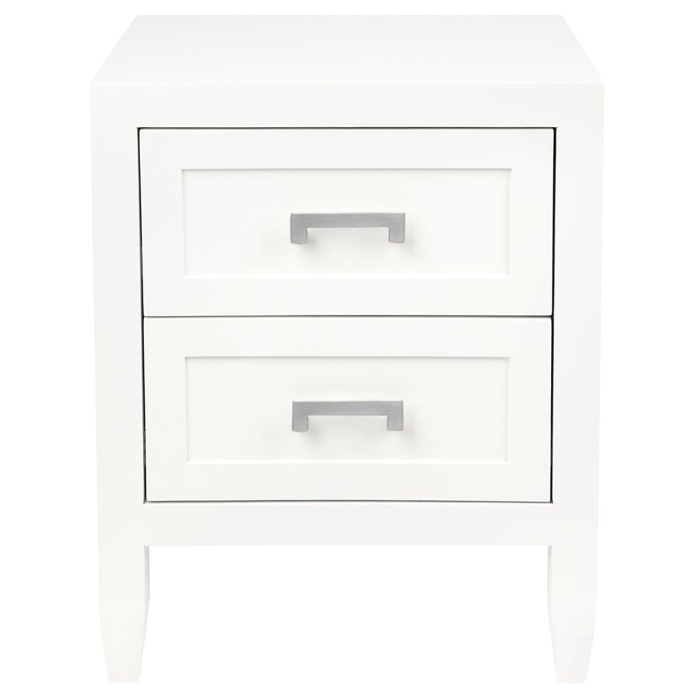 Soloman Bedside Table with Brass Handles - Small White - Notbrand
