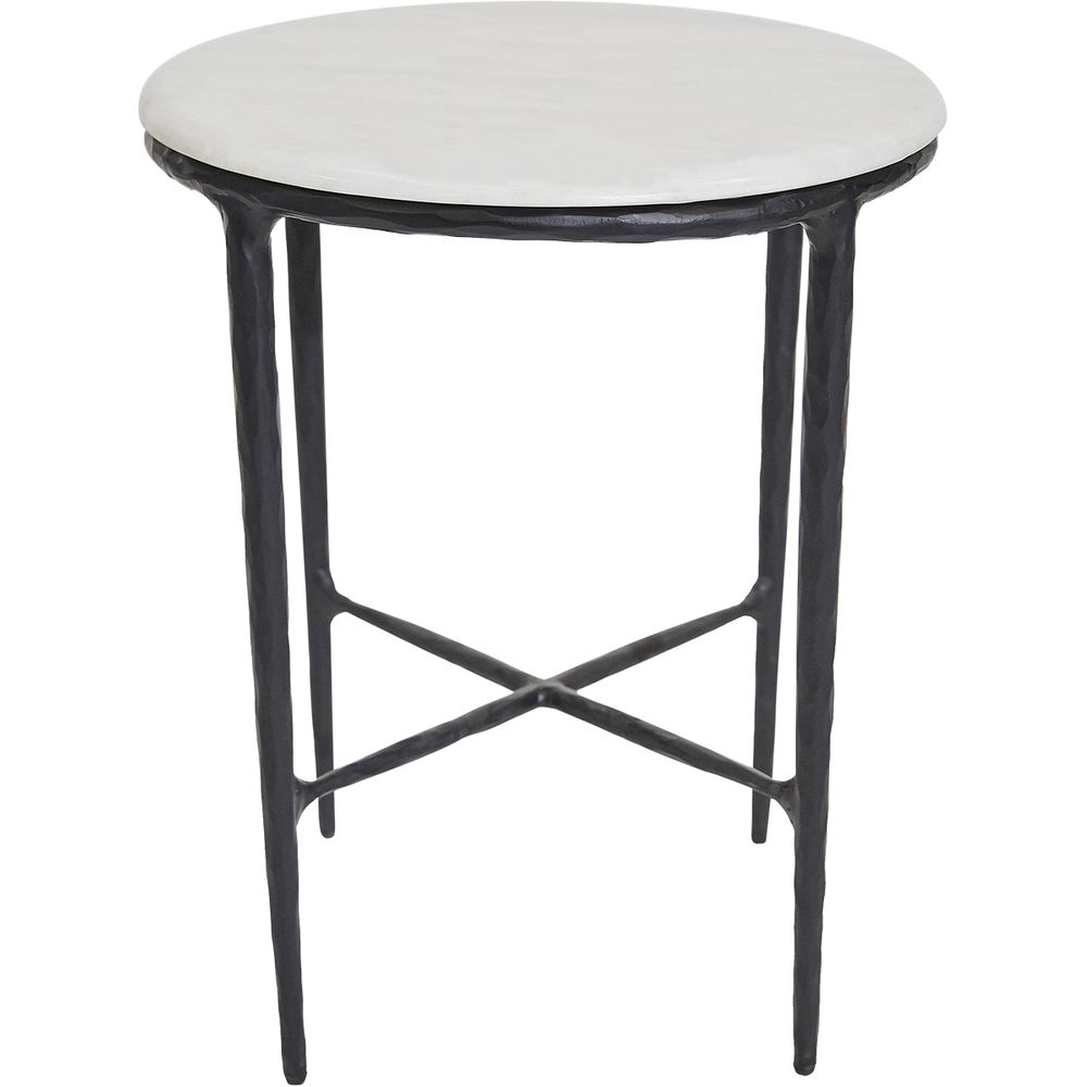 Heston Marble Round Side Table - Black - Notbrand