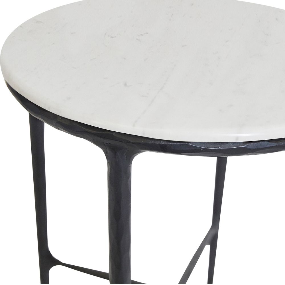 Heston Marble Round Side Table - Black - Notbrand