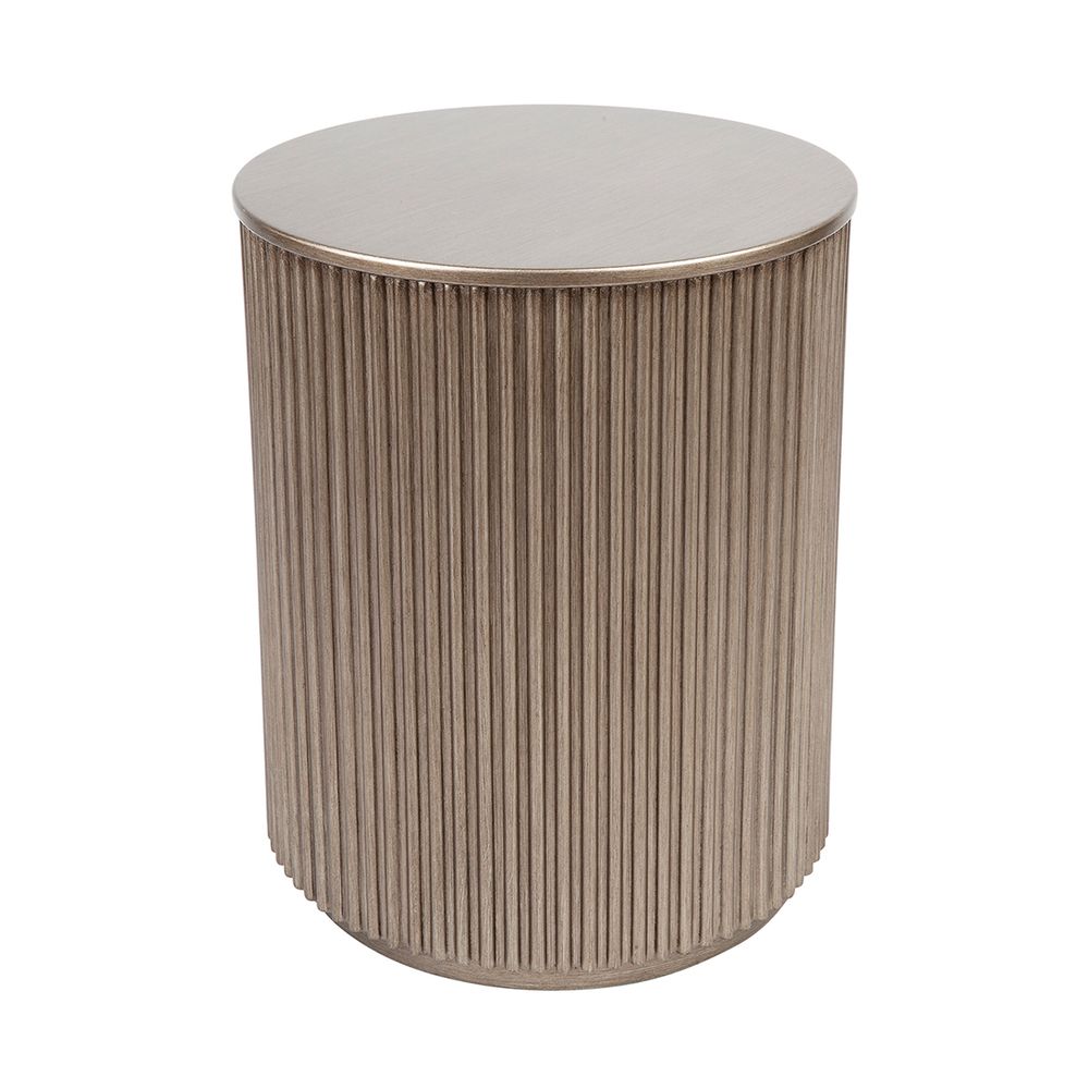 Nomad Linear Pattern Round Side Table - Antique Gold - Notbrand