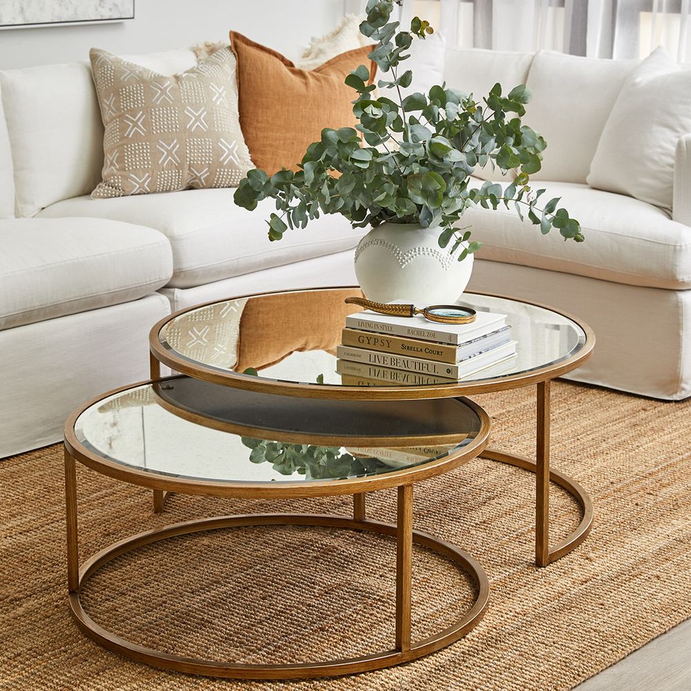 Serene Antique Nesting Coffee Tables - Gold - Notbrand