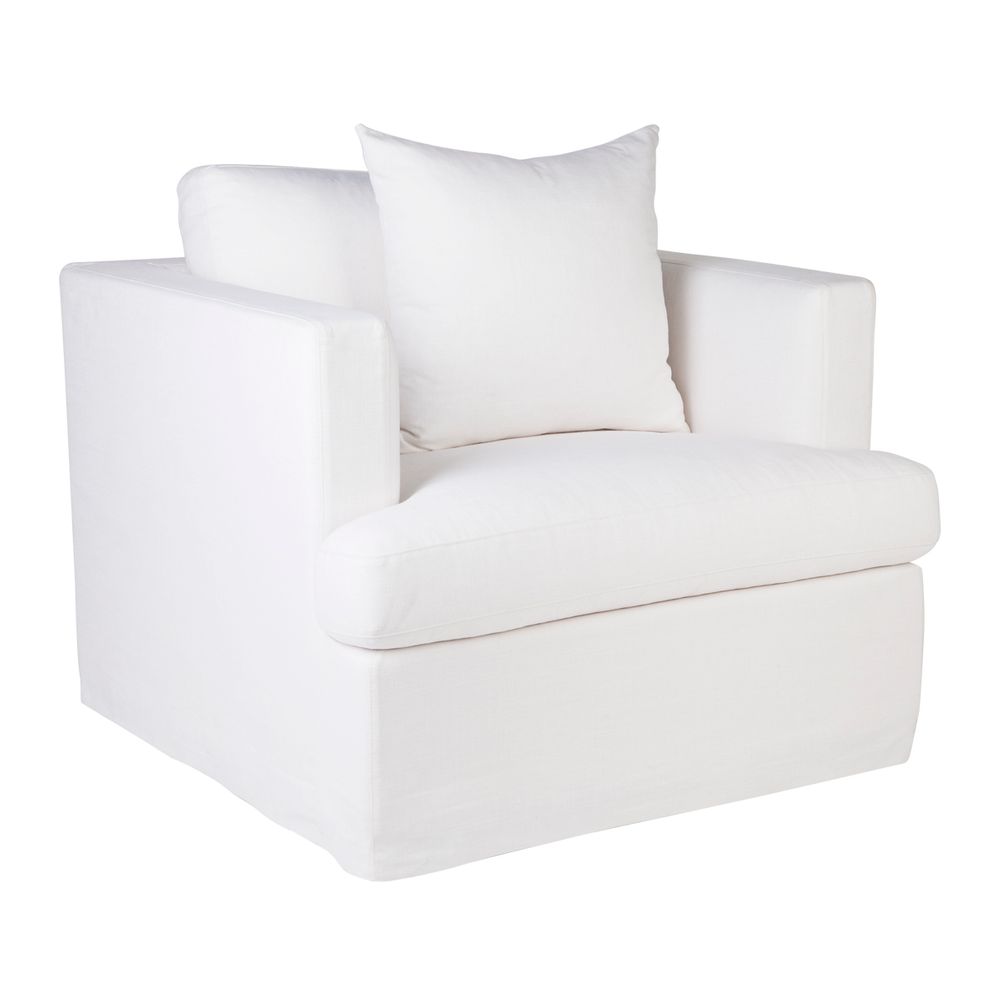 Birkshire Fabric  Slip Cover Occasional Arm Chair - White Linen - Notbrand