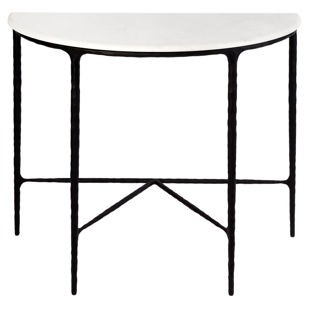 Heston solid Marble Demilune Table - Black - Notbrand