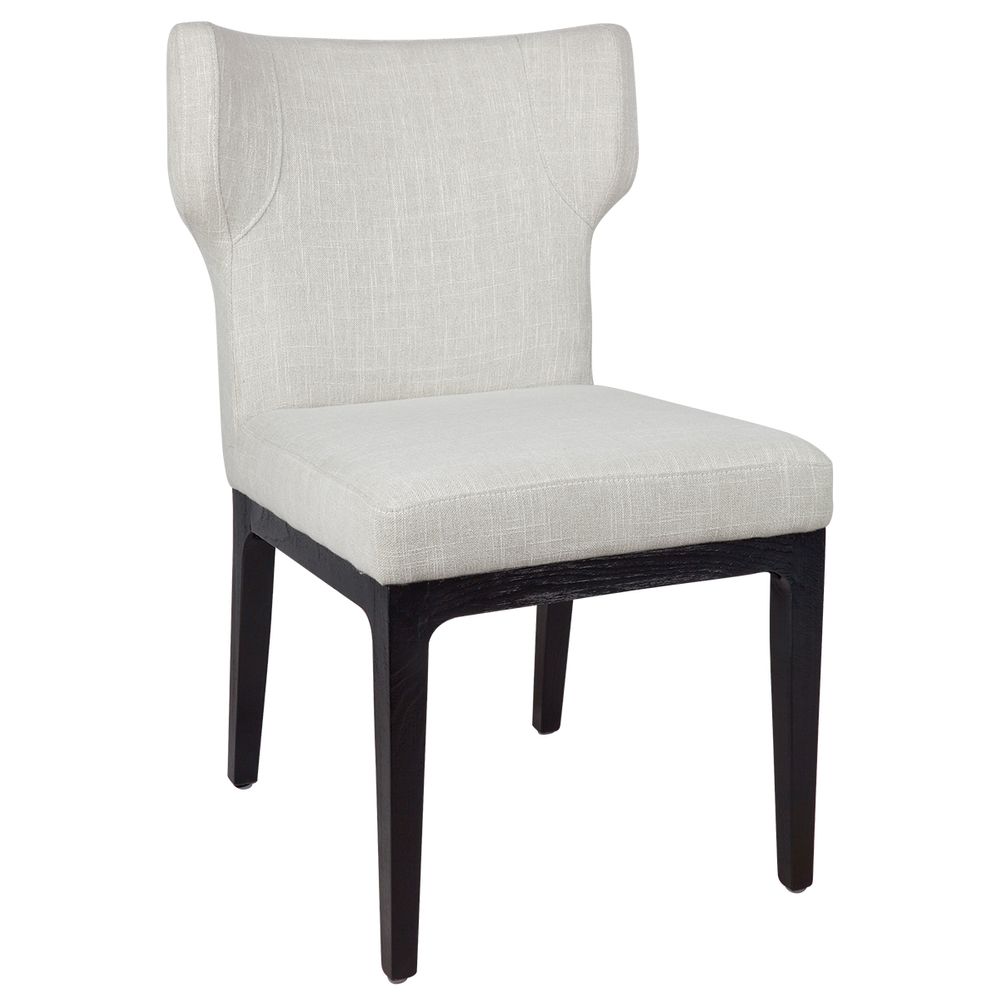 Set of 2 Ashton Natural Linen Dining Chair with Black legs - Notbrand
