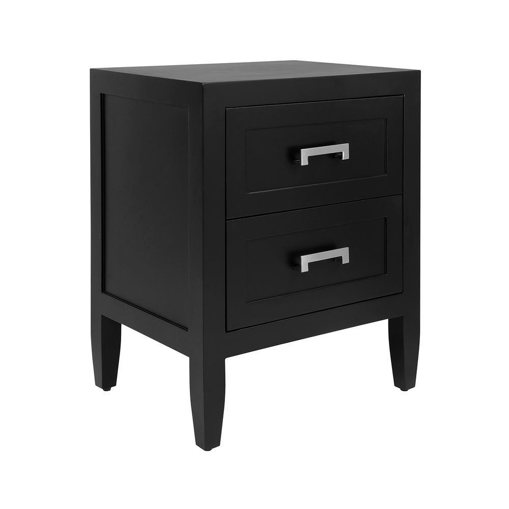Soloman Bedside Table with Brass Handles - Small Black - Notbrand