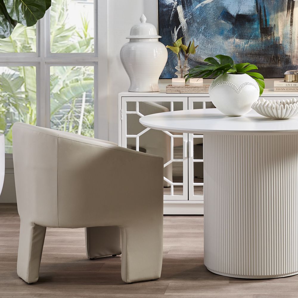 Kylie Vegan Leather Dining Chair - Soft Grey - Notbrand