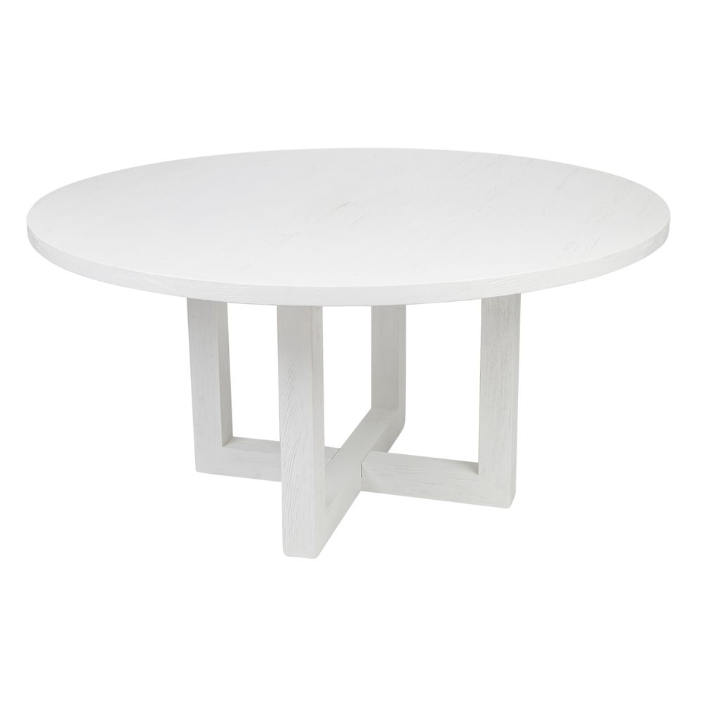 Leeton oak Wood Round Dining Table - White - Notbrand