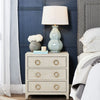 Astley Upholstered Bedside Table with Brass Handles - Natural - Notbrand