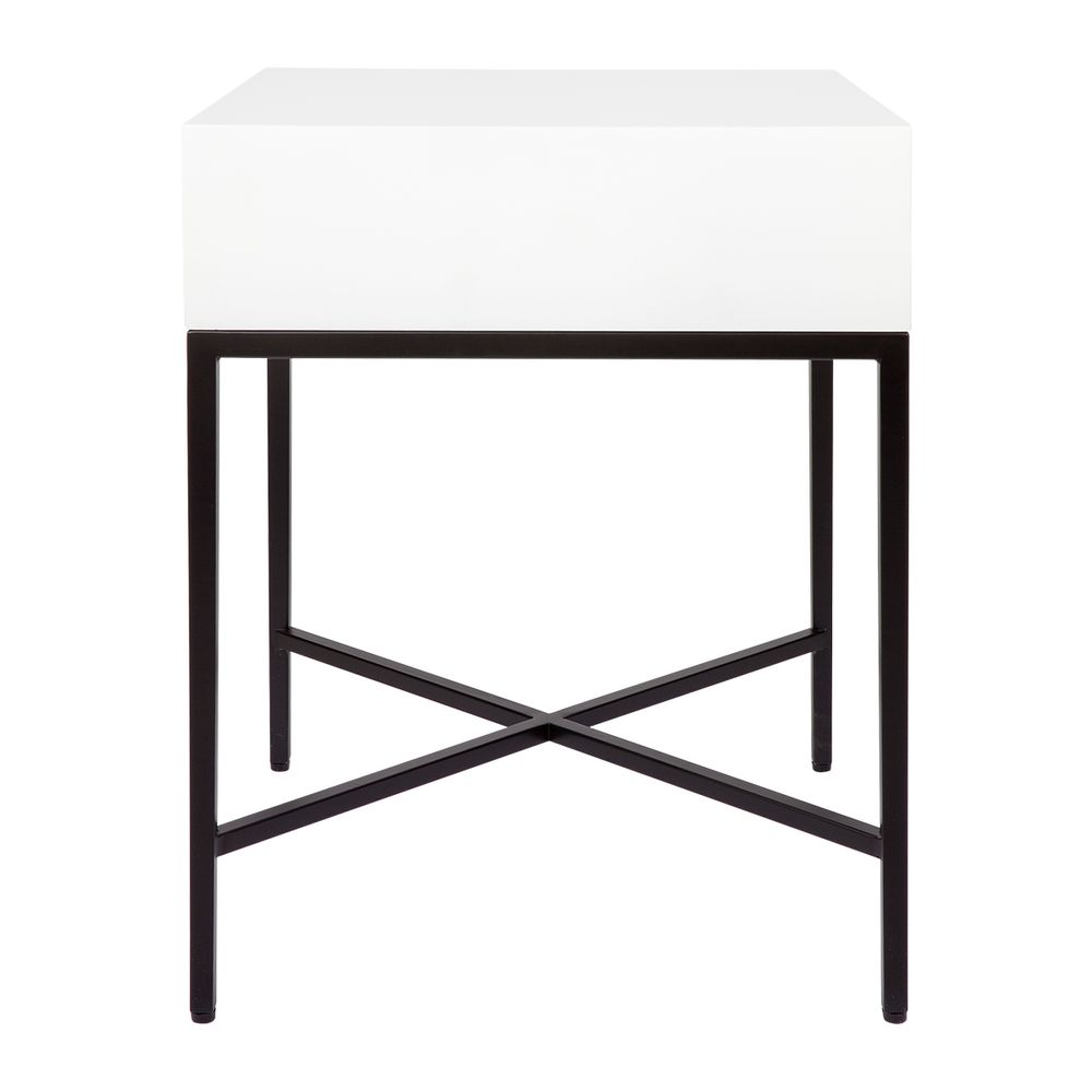 Nessa Bedside Table in Black Frame - White - Notbrand