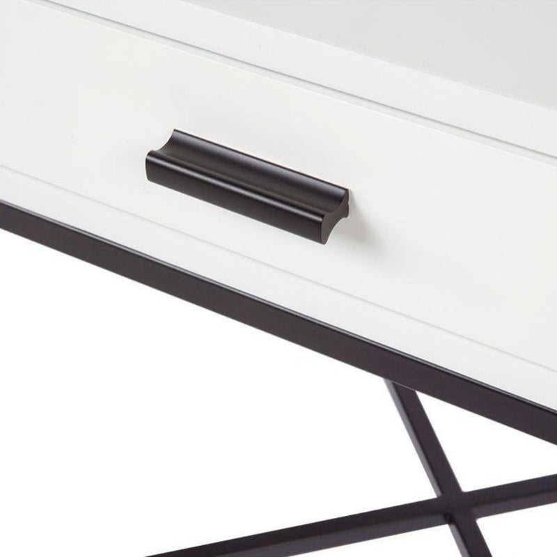 Nessa Bedside Table in Black Frame - White - Notbrand