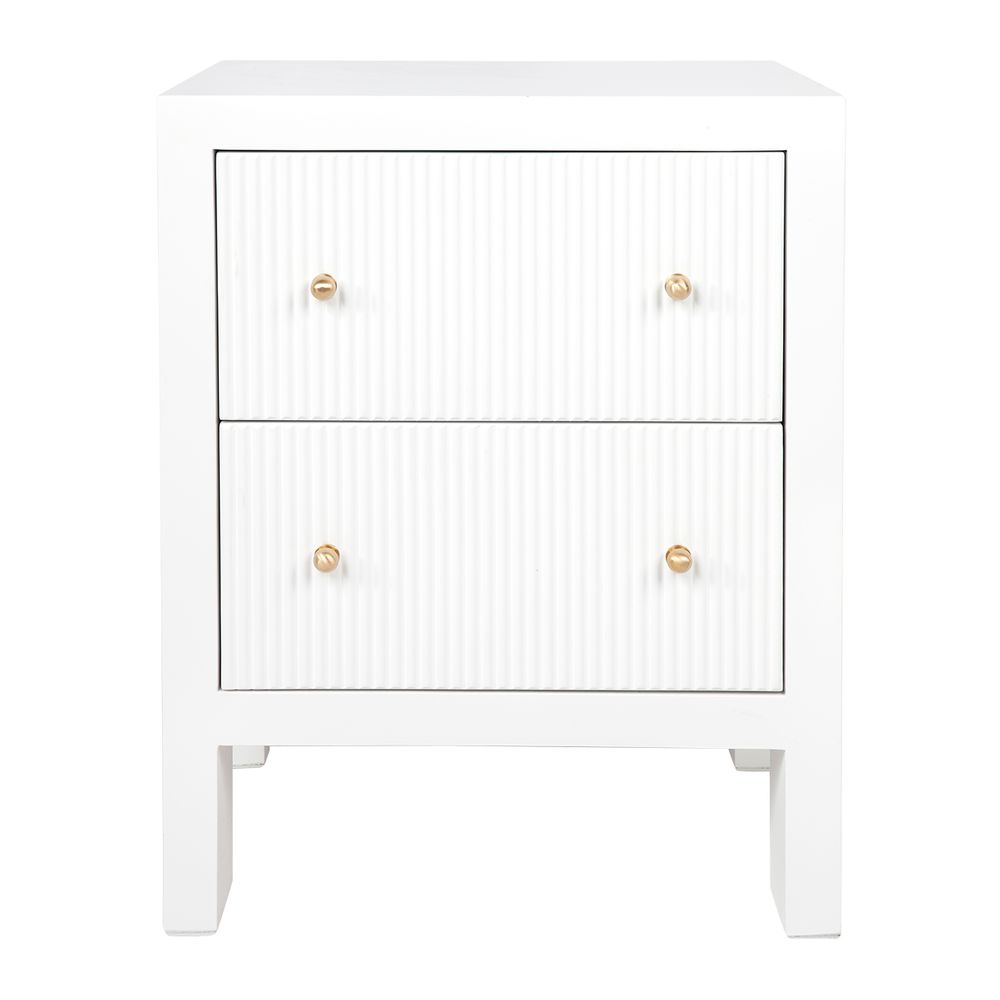 Ariana Bedside Table with Gold Handles - Small White - Notbrand