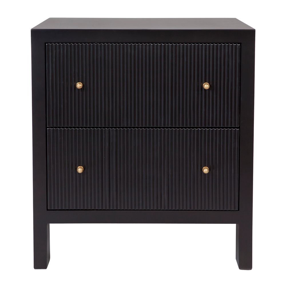 Ariana Bedside Table with Gold Handles - Large Black - Notbrand