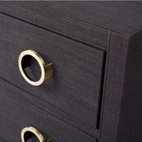 Astley Upholstered Bedside Table with Brass Handles - Black - Notbrand