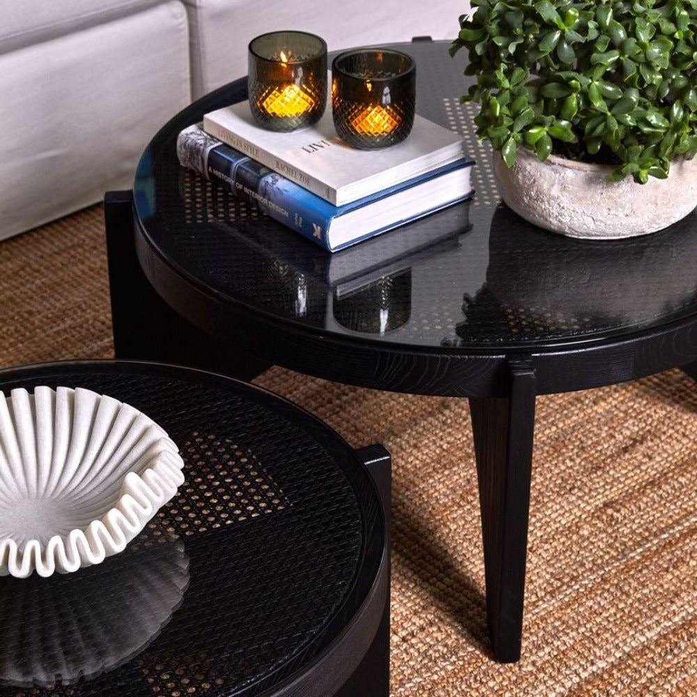 Oasis Rattan Coffee Table Glass Top - Large Black - Notbrand