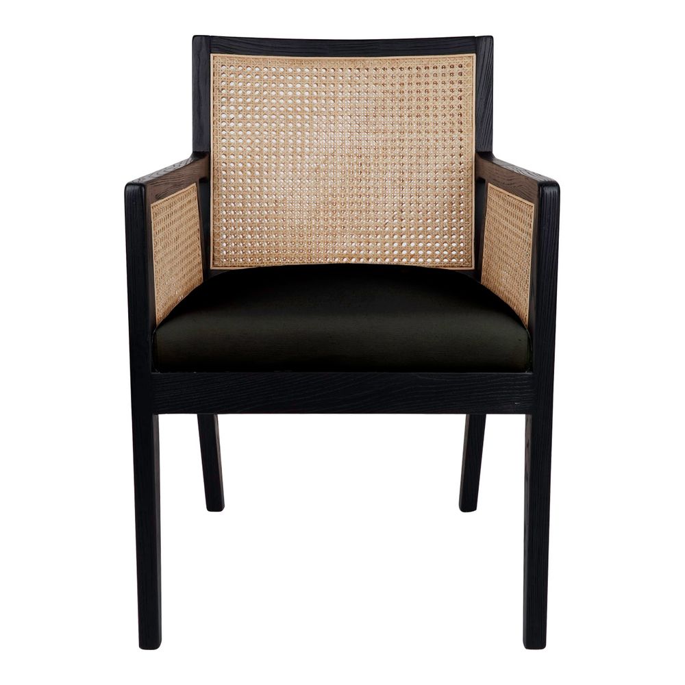 Kane Rattan Fabric Carver Dining Chair - Black Linen - Notbrand