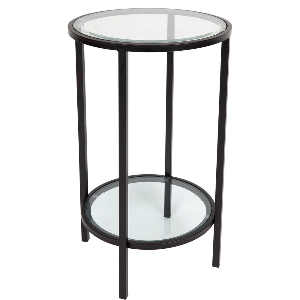 Cocktail Round Glass Petite Side Table - Black - Notbrand