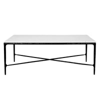 Heston Rectangle Coffee Table with Marble Top - Black - Notbrand