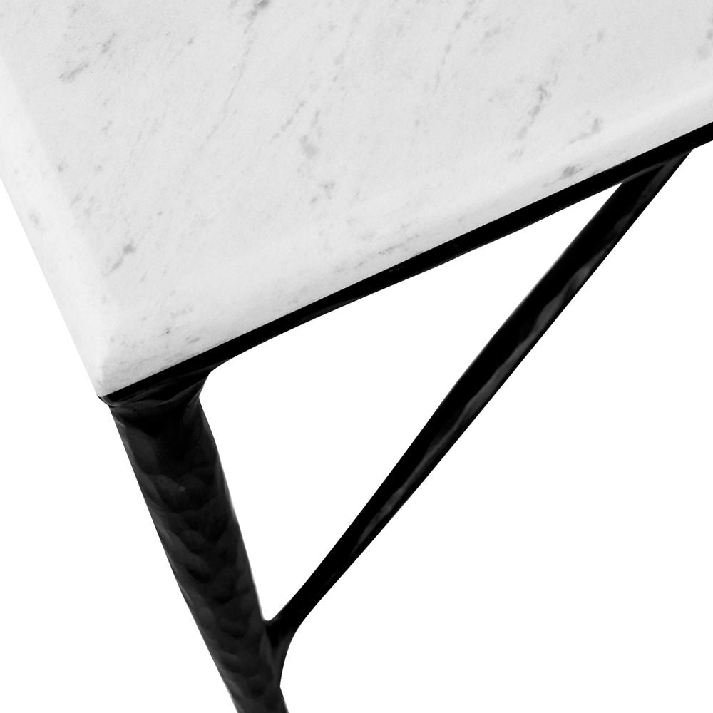 Heston Rectangle Coffee Table with Marble Top - Black - Notbrand