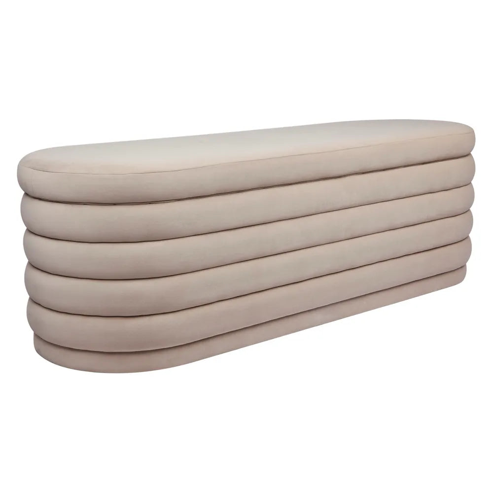 Demi Upholstered Storage Bench Ottoman - Nude Velvet - Notbrand
