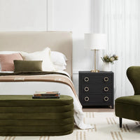 Demi Upholstered Storage Bench Ottoman - Olive Velvet - Notbrand