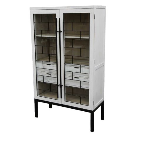 Siera Pine Wood Cabinet - White - Notbrand