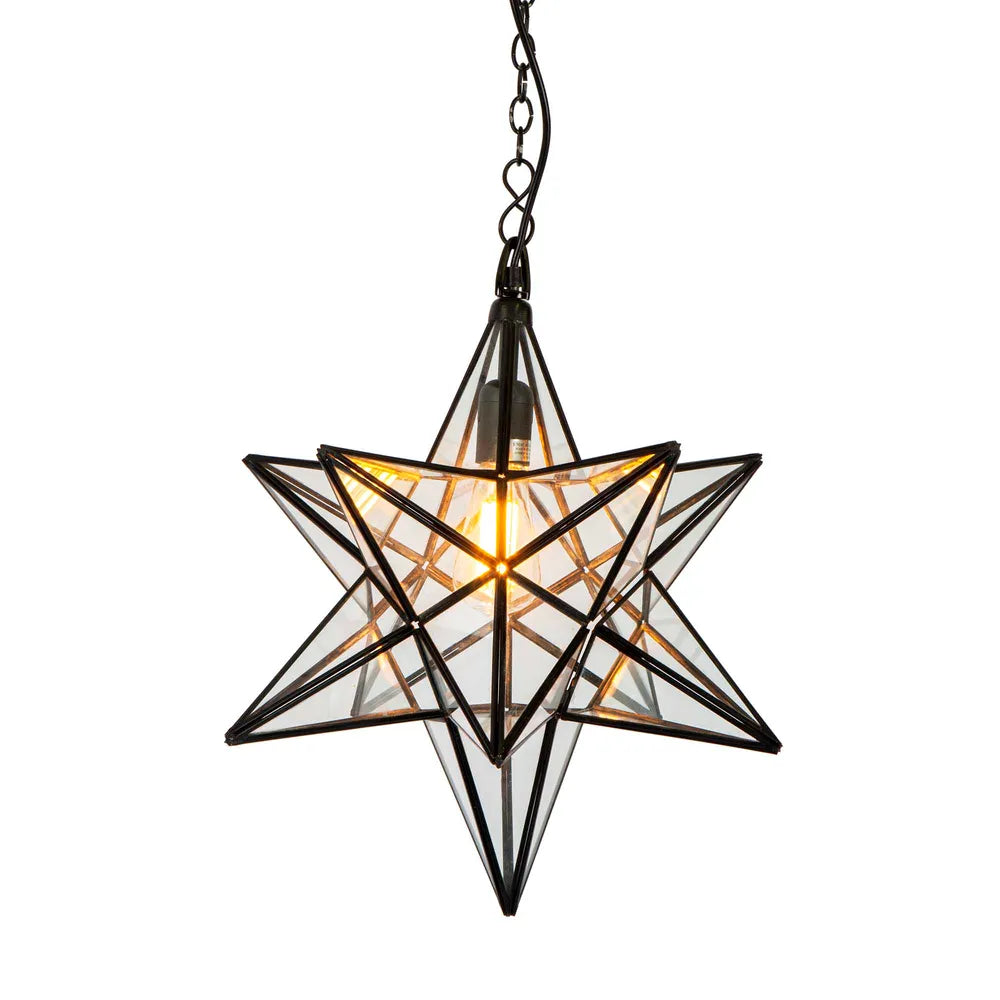 Star Brass & Glass Ceiling Pendant in Black - Large - Notbrand