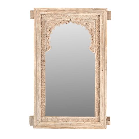 Terajo Hand Carved Mirror - Natural - Notbrand