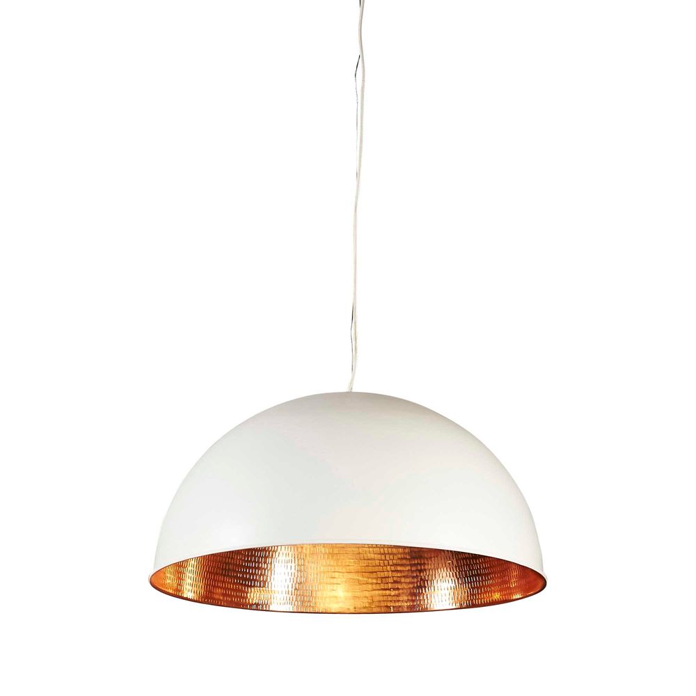 Alfresco Dome Brass Ceiling Pendant - White and Copper - Notbrand