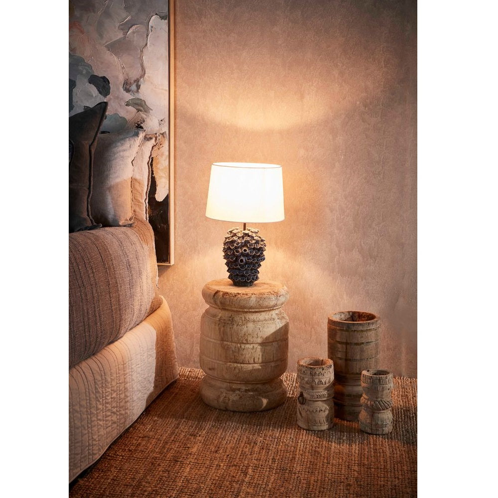 Londolozi Ceramic Table Lamp With Linen Shade - Blue - Notbrand