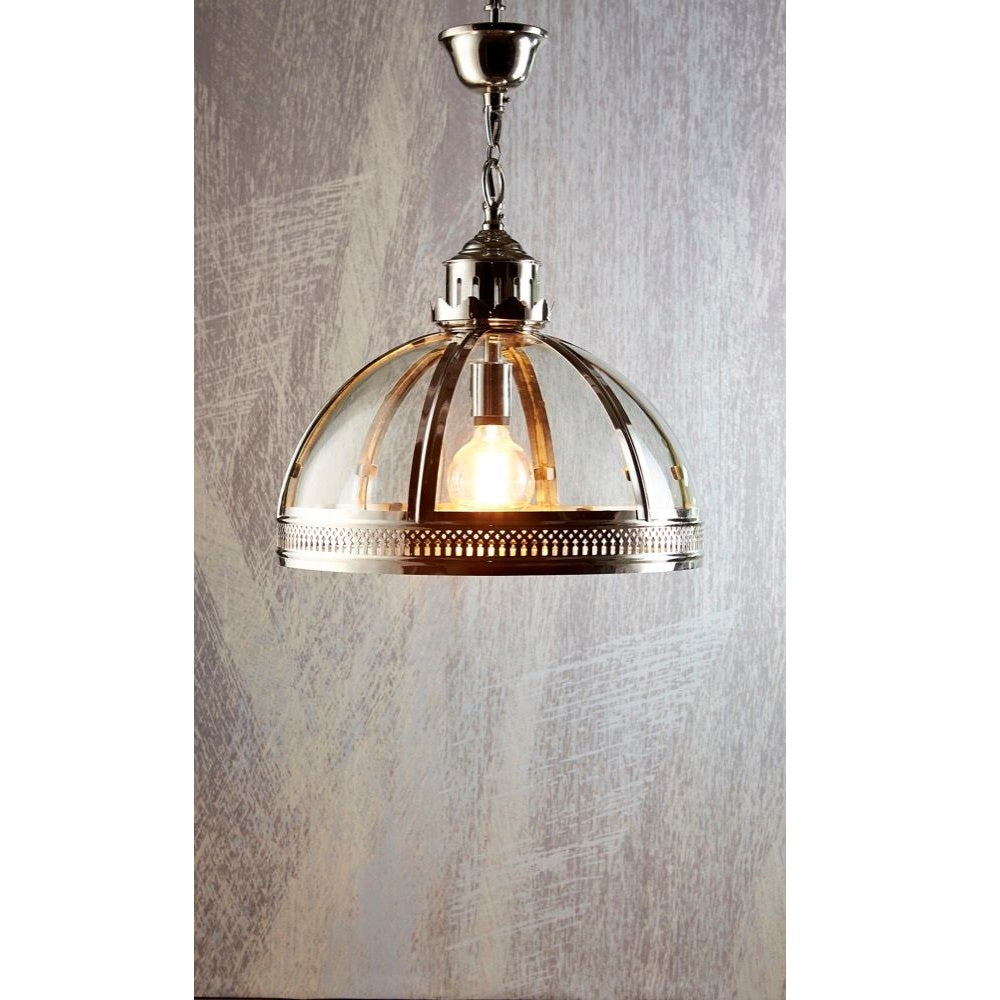 Winston Brass & Glass Ceiling Pendant in Nickel - Small - Notbrand