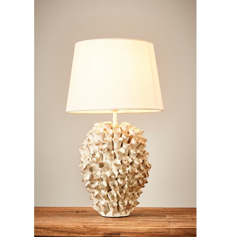 Londolozi Ceramic Table Lamp With Linen Shade - Cream - Notbrand