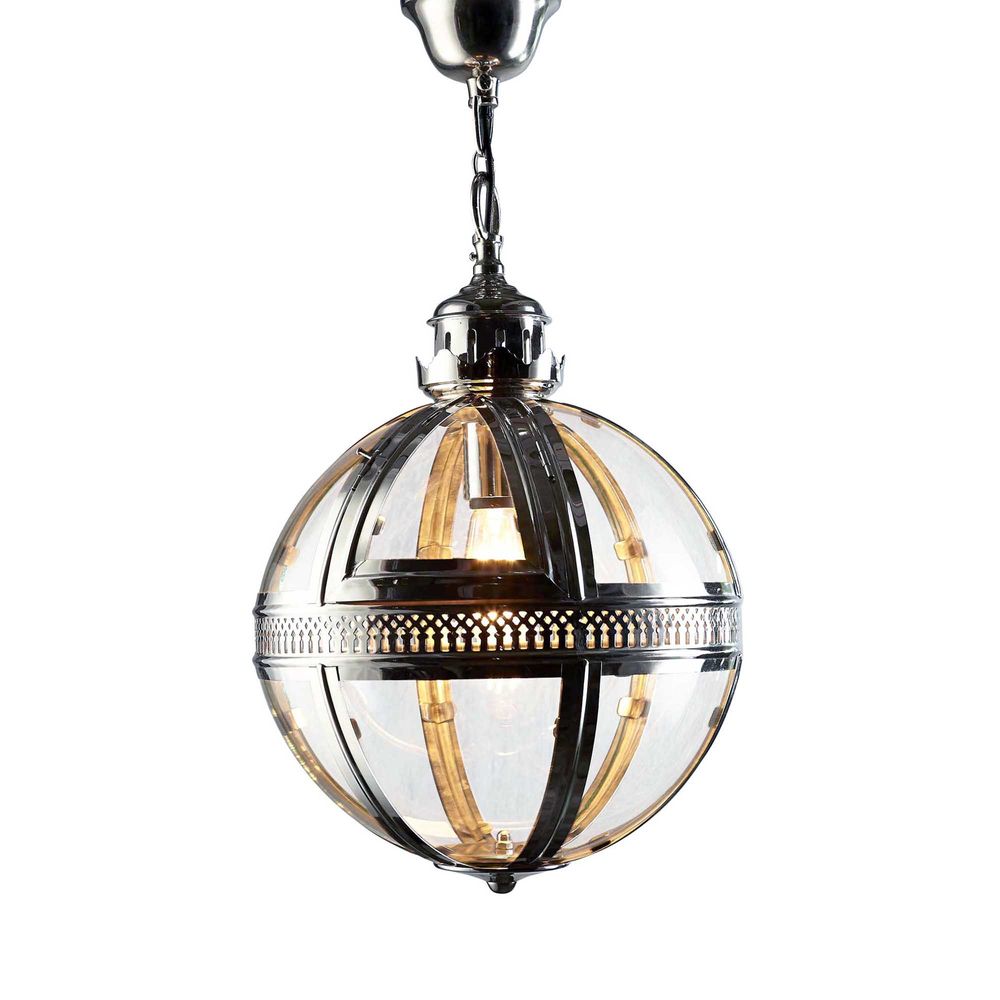 Saxon Ceiling Pendant In Shiny Nickel - Small - Notbrand