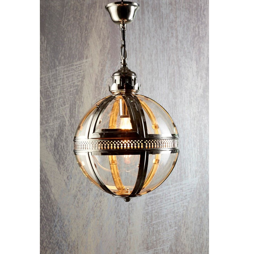 Saxon Ceiling Pendant In Shiny Nickel - Small - Notbrand