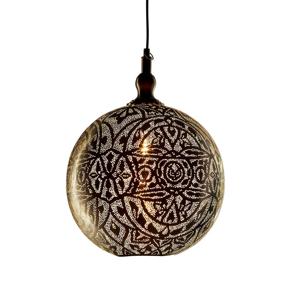 Moroccan Ball Ceiling Pendant in Silver - Medium - Notbrand