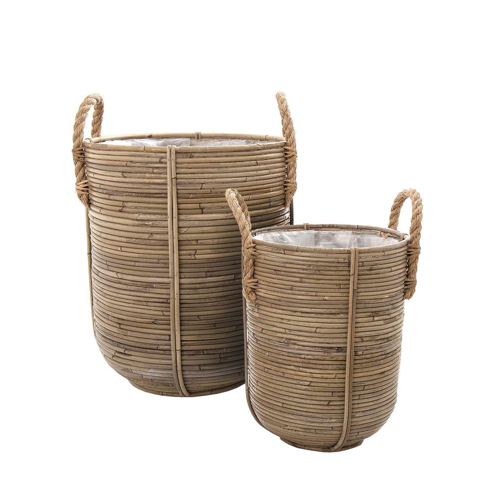 Playa Rattan Basket Stripe Set Of 2 - Natural - Notbrand
