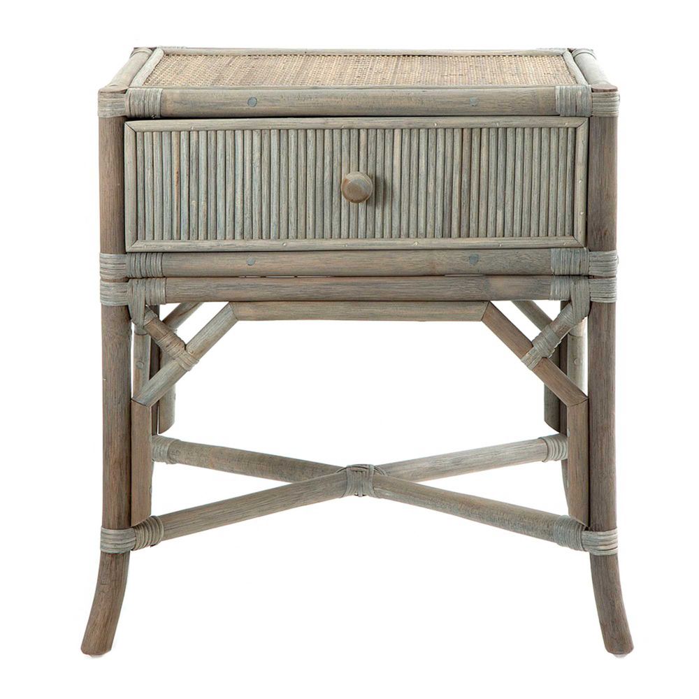 Comores Rattan Side Table - Grey - Notbrand